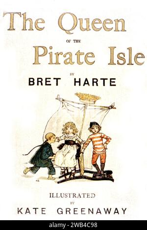 Illustration in „die Königin der Pirateninsel“, geschrieben von Bret harte und illustriert von Kate Greenaway Privatsammlung Ende des 19. Jahrhunderts Stockfoto