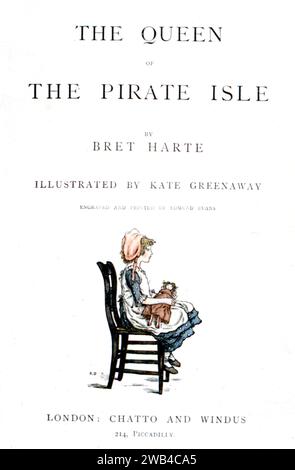 Illustration in „die Königin der Pirateninsel“, geschrieben von Bret harte und illustriert von Kate Greenaway Privatsammlung Ende des 19. Jahrhunderts Stockfoto