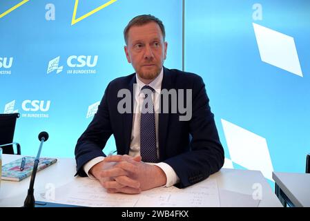 CSU-Landesgruppe im Bundestag trifft sich in Kloster Seeon. Letzter Tag der dreitägigen Klausurtagung. Foto: CSU Winterklausur. Michael Kretschmer, CDU-Politiker und seit 2017 Ministerpräsident des Freistaates Sachsen *** CSU-Regionalgruppe im Bundestag trifft sich im Kloster Seeon letzter Tag des dreitägigen geschlossenen Treffens Foto CSU-Winterreat Michael Kretschmer, CDU-Politiker und Ministerpräsident des Freistaates Sachsen seit 2017 Stockfoto