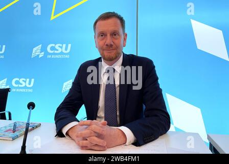 CSU-Landesgruppe im Bundestag trifft sich in Kloster Seeon. Letzter Tag der dreitägigen Klausurtagung. Foto: CSU Winterklausur. Michael Kretschmer, CDU-Politiker und seit 2017 Ministerpräsident des Freistaates Sachsen *** CSU-Regionalgruppe im Bundestag trifft sich im Kloster Seeon letzter Tag des dreitägigen geschlossenen Treffens Foto CSU-Winterreat Michael Kretschmer, CDU-Politiker und Ministerpräsident des Freistaates Sachsen seit 2017 Stockfoto