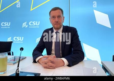 CSU-Landesgruppe im Bundestag trifft sich in Kloster Seeon. Letzter Tag der dreitägigen Klausurtagung. Foto: CSU Winterklausur. Michael Kretschmer, CDU-Politiker und seit 2017 Ministerpräsident des Freistaates Sachsen *** CSU-Regionalgruppe im Bundestag trifft sich im Kloster Seeon letzter Tag des dreitägigen geschlossenen Treffens Foto CSU-Winterreat Michael Kretschmer, CDU-Politiker und Ministerpräsident des Freistaates Sachsen seit 2017 Stockfoto