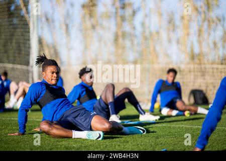 Oliva, Spanien. Januar 2024. Gent's Gift Emmanuel Orban, fotografiert während des Wintertrainings der belgischen Fußballmannschaft KAA Gent, in Oliva, Spanien, Montag, den 08. Januar 2024. BELGA FOTO JASPER JACOBS Credit: Belga News Agency/Alamy Live News Stockfoto