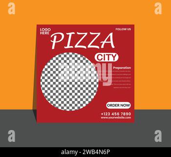 Post-Design in den sozialen Medien von Pizza City Stock Vektor