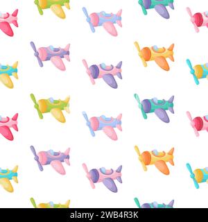 Niedliches nahtloses Kindermuster mit Flugzeugen. Kreative Textur für Kinder für Stoffe, Verpackungen, Textilien, Tapeten, Bekleidung. Vektorabbildung Stock Vektor