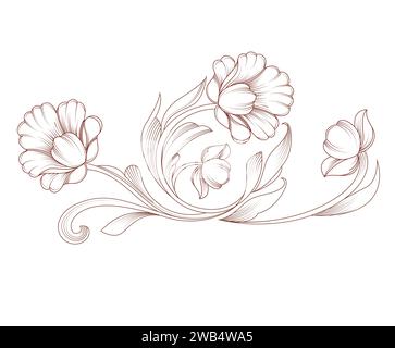 Barockes Blumenschmuck im Vintage-Stil. Stock Vektor