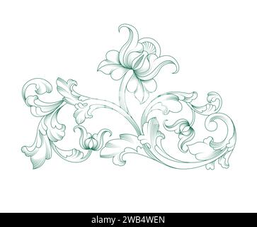 Barockes Blumenschmuck im Vintage-Stil. Stock Vektor