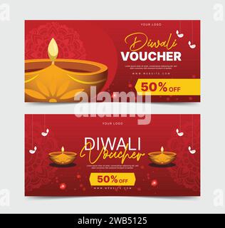 Vorlage für Diwali-Geschenkgutscheine. Stock Vektor