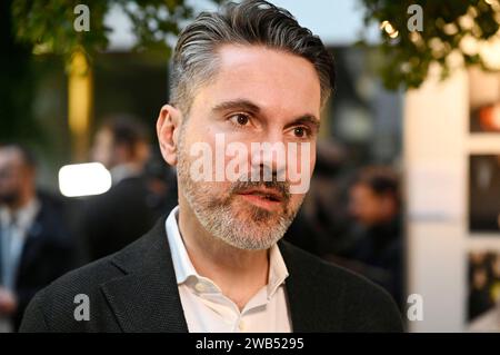 Fabio de Masi bei der Bundespressekonferenz zur Gründung der Partei Bündnis Sahra Wagenknecht - Vernunft und Gerechtigkeit und Vorschlag der Europa-Spitzenkandidaturen im Haus der Bundespressekonferenz. Berlin, 08.01.2024 *** Fabio de Masi auf der Bundespressekonferenz zur Gründung der Sahra Wagenknecht-Allianz für Vernunft und Gerechtigkeit und Vorschlag der europäischen Spitzenkandidaten im Gebäude der Bundespressekonferenz in Berlin, 08 01 2024 Foto:XF.xKernx/xFuturexImagex bsw 4183 Stockfoto