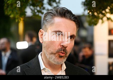 Fabio de Masi bei der Bundespressekonferenz zur Gründung der Partei Bündnis Sahra Wagenknecht - Vernunft und Gerechtigkeit und Vorschlag der Europa-Spitzenkandidaturen im Haus der Bundespressekonferenz. Berlin, 08.01.2024 *** Fabio de Masi auf der Bundespressekonferenz zur Gründung der Sahra Wagenknecht-Allianz für Vernunft und Gerechtigkeit und Vorschlag der europäischen Spitzenkandidaten im Gebäude der Bundespressekonferenz in Berlin, 08 01 2024 Foto:XF.xKernx/xFuturexImagex bsw 4182 Stockfoto