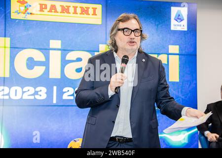 News - Präsentation des Fotoalbums der Panini-Fußballer in Serie A Pierluigi Pardo während der Präsentation des Fotoalbums der Panini-Fußballer in Serie A, News in Lissone Mailand, Italien, 08. Januar 2024 Lissone Milan International Broadcasting Center - Serie A Italien Copyright: XLucaxMichelix/xLiveMediax LPN 1186104 Stockfoto