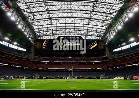 Houston, TX, USA. Januar 2024. Im Stadion vor dem College Football Playoff National Championship Spiel zwischen den Michigan Wolverines und den Washington Huskies im NRG Stadium in Houston, Texas. Darren Lee/CSM/Alamy Live News Stockfoto