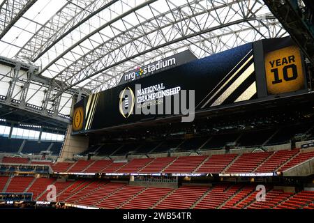 Houston, TX, USA. Januar 2024. Im Stadion vor dem College Football Playoff National Championship Spiel zwischen den Michigan Wolverines und den Washington Huskies im NRG Stadium in Houston, Texas. Darren Lee/CSM/Alamy Live News Stockfoto