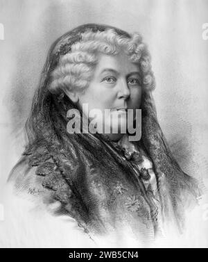Elizabeth Cady Stanton (1815–1902) amerikanische Schriftstellerin und Aktivistin, die Mitte bis Ende des 19. Jahrhunderts eine Anführerin der Frauenrechtsbewegung in den USA war. Stockfoto
