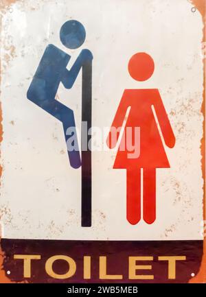 WC WC WC Badezimmer Schild mit männlicher Figur, die über weibliche Stockfoto