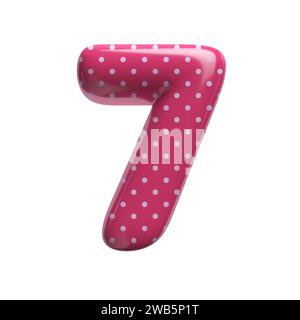 Polka Dot Nummer 7 - 3D rosa Retro-Ziffer - geeignet für Mode, Retro-Design oder Dekoration verwandte Themen Stockfoto