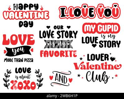 Sammlung von Happy Valentine's Day Sublimation Bundle Stock Vektor