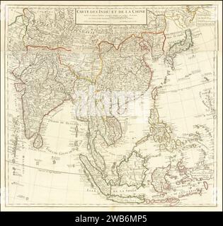 1705 Karte - Carte des Indes et de la Chine. Stockfoto