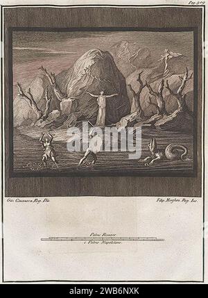 1765 Gravur eines Gemäldes der Andromeda auf einem Felsen, der von Perseus aus der Casa della Danzatrice Pompeji gerettet wurde. Stockfoto