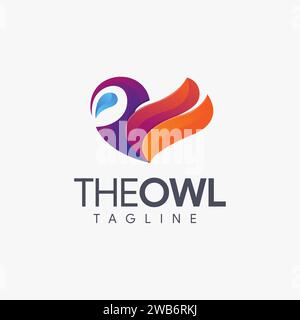 Moderne geometrische bunte Eulen-Logo-Symbol-Vektorvorlage auf weißem Hintergrund Stock Vektor