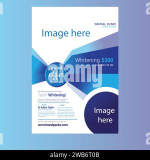 Post-Vorlage für medizinische soziale Medien. Modernes Bannerdesign mit blauem Band und Platz für das Foto. Geeignet für soziale Medien, Websites Stock Vektor