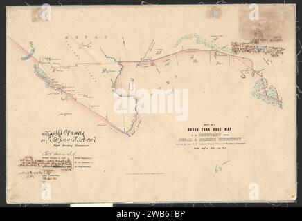 1841 - 60 - 27(D) 1860 Blatt Nr. 5 Rough Thak Bust Map of Boundary between Nepal and British Territory. Stockfoto