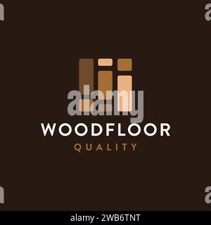 Moderne minimalistische Holzfußboden-Logo-Symbol-Vektorvorlage auf dunklem Hintergrund Stock Vektor