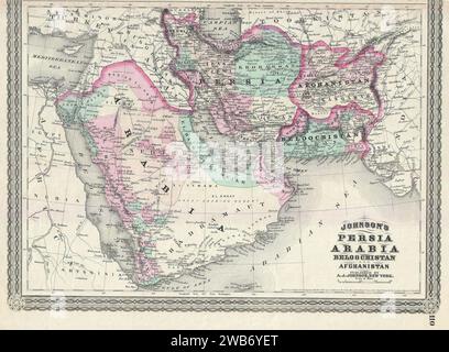 1870 Johnson Karte der Türkei, Persien, Arabien, Belutschistan. Stockfoto