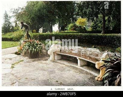 A Garden Seat Sedgwick Park in Gardens Old & New Vol 2 Palette.fm AI. Stockfoto