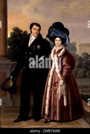 Fernando VII y María Cristina de Borbón-Dos Sicilias. Stockfoto