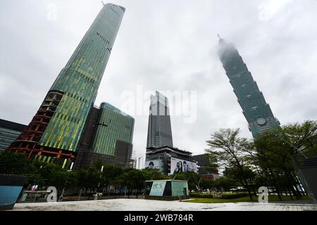 Die Sky Taipei in ihrer letzten Bauphase. Taipeh, Taiwan. Stockfoto
