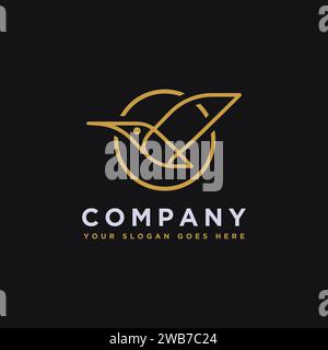 Colibri Summing Bird Line Art Logo Stock Vektor