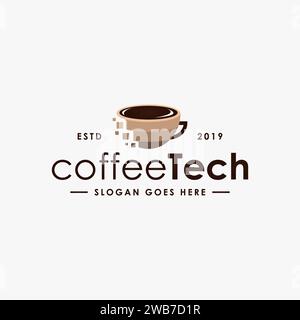 Digital Coffee Logo Vektor Inspiration, Kaffeetechnologie Stock Vektor