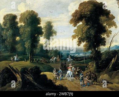 Pieter van der Hulst (II) - Landschaft mit ruhenden Soldaten. Stockfoto