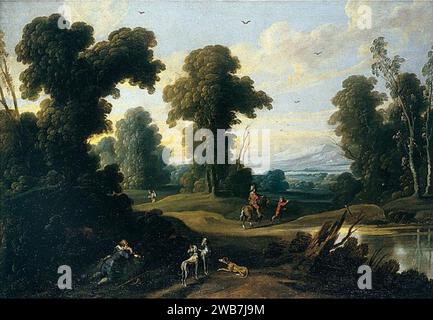 Pieter van der Hulst (II) - Landschaft mit Reisenden auf einem Pfad. Stockfoto