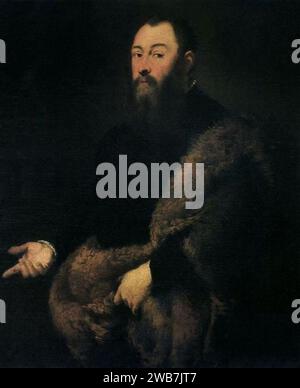 Porträt des Königs Sigismund II. Augustus im Pelzmantel. Stockfoto