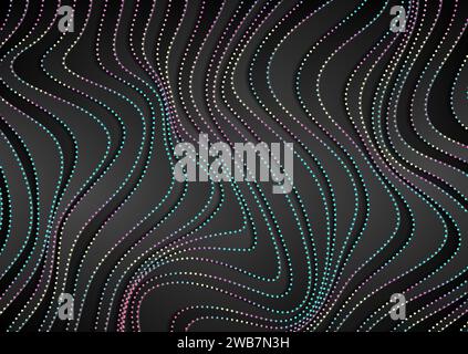 Holographischer, aufgebrochener, gewellter, gepunkteter Hintergrund. Vektordesign Stock Vektor