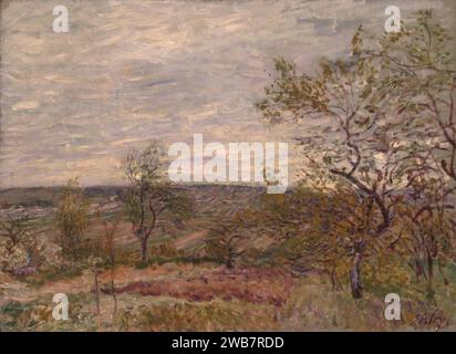 'Windiger Tag in Véneux', von Alfred Sisley, 1882, The Eremitage. Stockfoto