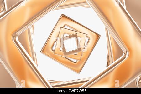 Abstrakte Metallgeometrie, Metalltunnel, 3D-Rendering. 3D-Abbildung. Stockfoto