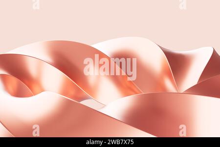 Abstrakter Metallring- und Kurvenhintergrund, 3D-Rendering. 3D-Abbildung. Stockfoto