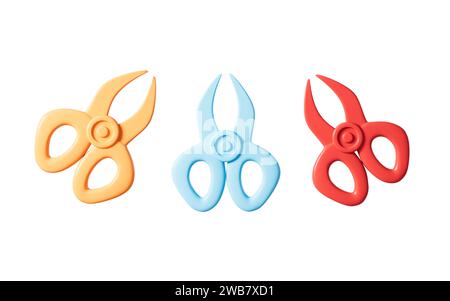 Cartoon-Scherenmodell, 3D-Rendering. 3D-Abbildung. Stockfoto