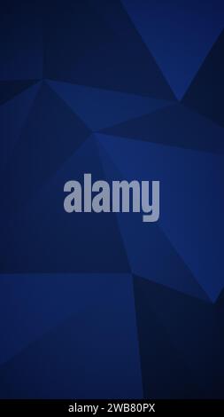 Abstrakter dunkelblauer, körniger Polygon-Vektormuster-Hintergrund. Hochauflösender 3D-Vollbild-3D-dreieckiger futuristischer Hintergrund mit niedrigem Poly-Stil, Kopierraum Stockfoto