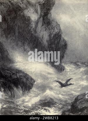 Gerippt und verblasst mit Felsen, unskalierbar und brüllendem Wasser. — Cymbeline, Akt iii. SC. i von PETER GRAHAM, aus Einer Hommage an das Genie von William Shakespeare; das Programm einer Aufführung im Drury Lane Theatre am 2. Mai 1916, dem hundertsten Jahrestag seines Todes; bescheiden angeboten von den Spielern und ihren Kollegen in den verwandten Künsten der Musik & Malerei MACMILLAN AND CO., LIMITED ST. MARTIN'S STREET, LONDON 1916 Stockfoto