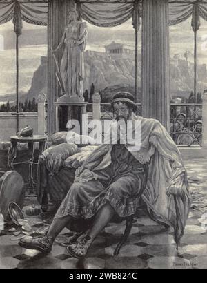 Timon von Athen, Timon von Athen, Akt iii. SC. v, von HENRY HOLIDAY aus Einer Hommage an das Genie von William Shakespeare; das Programm einer Aufführung im Drury Lane Theatre am 2. Mai 1916, dem hundertsten Jahrestag seines Todes; bescheiden angeboten von den Spielern und ihren Kollegen in den verwandten Künsten der Musik & Malerei MACMILLAN AND CO., LIMITED ST. MARTIN'S STREET, LONDON 1916 Stockfoto