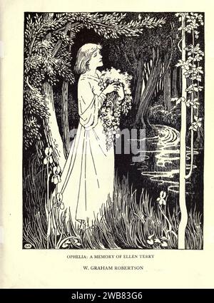 Miss Ellen Terry als Ophelia von W. GRAHAM ROBERTSON aus Einer Hommage an das Genie von William Shakespeare; das Programm einer Aufführung im Drury Lane Theatre am 2. Mai 1916, dem hundertsten Jahrestag seines Todes; bescheiden angeboten von den Spielern und ihren Kollegen in den verwandten Künsten der Musik & Malerei MACMILLAN AND CO., LIMITED ST. MARTIN'S STREET, LONDON 1916 Stockfoto