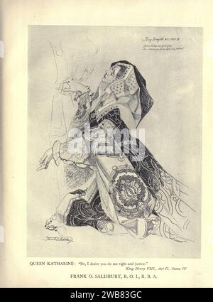 Königin Katharine. Sir, ich möchte, dass Sie mir Recht und Gerechtigkeit tun. König Heinrich VIII., Akt n. SC. iv. Von FRANK O. SALISBURY aus Einer Hommage an das Genie von William Shakespeare; das Programm einer Aufführung im Drury Lane Theatre am 2. Mai 1916, dem hundertsten Jahrestag seines Todes; bescheiden angeboten von den Spielern und ihren Kollegen in den verwandten Künsten der Musik & Malerei MACMILLAN AND CO., LIMITED ST. MARTIN'S STREET, LONDON 1916 Stockfoto