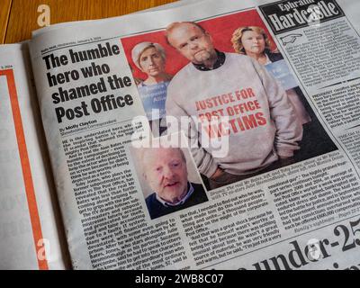 Artikel in der Daily Mail 3. Januar 2024 über den Post Office Skandal, Großbritannien; nach der TV-Serie Mr. Bates gegen The Post Office Stockfoto