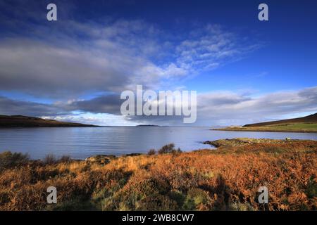 Blick auf Gruinard Bay, Gruinard Village, Wester Ross, North West Highlands von Schottland, Großbritannien Stockfoto