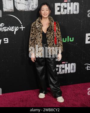 Los Angeles, USA. Dezember 2023. Gia Kim kommt am Montag, den 8. Januar 2023, zum ECHO Launch Event der Marvel Studios im Regency Village Theatre in Westwood, KALIFORNIEN. (Foto: Sthanlee B. Mirador/SIPA USA) Credit: SIPA USA/Alamy Live News Stockfoto