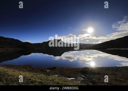 Sonnenuntergang über Loch Bad an Sgalaig, in der Nähe von Gairloch Village, Wester Ross, North West Highlands in Schottland, Großbritannien Stockfoto