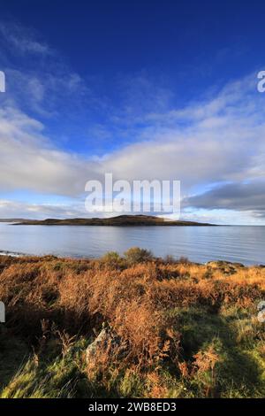 Blick auf Gruinard Bay, Gruinard Village, Wester Ross, North West Highlands von Schottland, Großbritannien Stockfoto